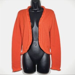 Kettlewell S Marianne Cardigan sweater Flame Orange 
fringe open Merino Wool